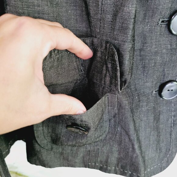 Willi Smith Womens Blazer Jacket XL 3 Button Black Linen Blend 《941》J - Picture 3 of 6